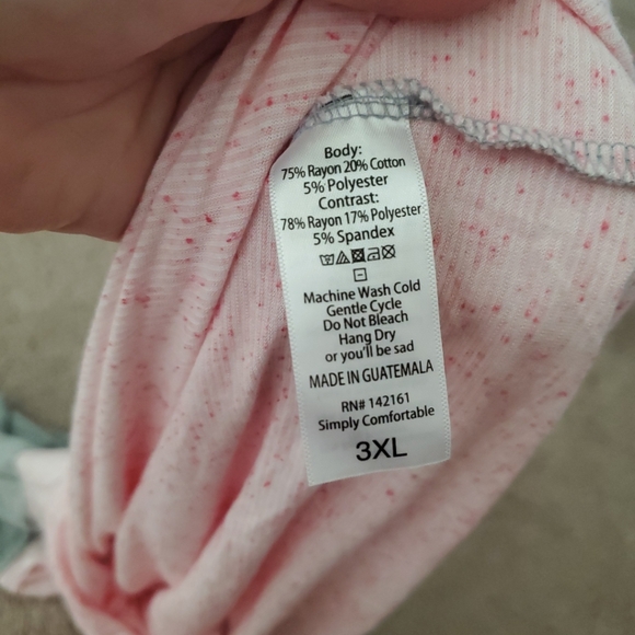 Lularoe 3x Randy tee pink microstripe grey trim quarter sleeve crewneck - Picture 6 of 8